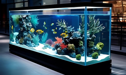 blue and white fish in aquarium